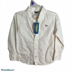 Gymboree White Button Down Dog Embroidered NWT Small